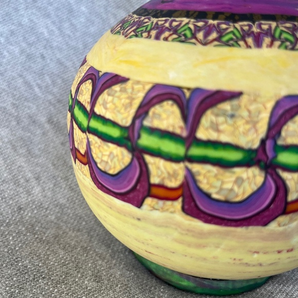 Italian Hand-painted Glass Vase-Ornament - Picture 4 of 9